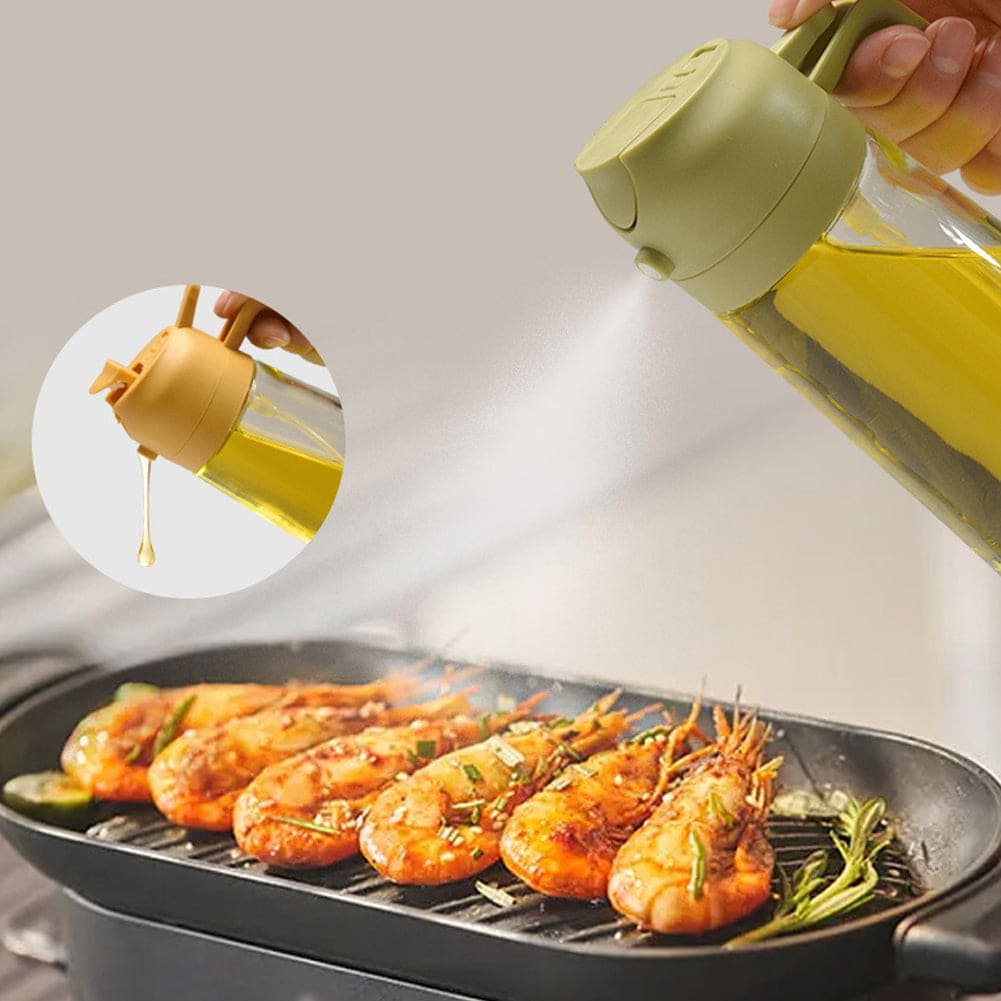 2 In 1 Oil Spray Bottle Cooking Oil Dispensers Olive Oil Sprayer Mister Kitchen Accessorie For Air Fryer Salad Baking
