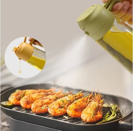 2 In 1 Oil Spray Bottle Cooking Oil Dispensers Olive Oil Sprayer Mister Kitchen Accessorie For Air Fryer Salad Baking
